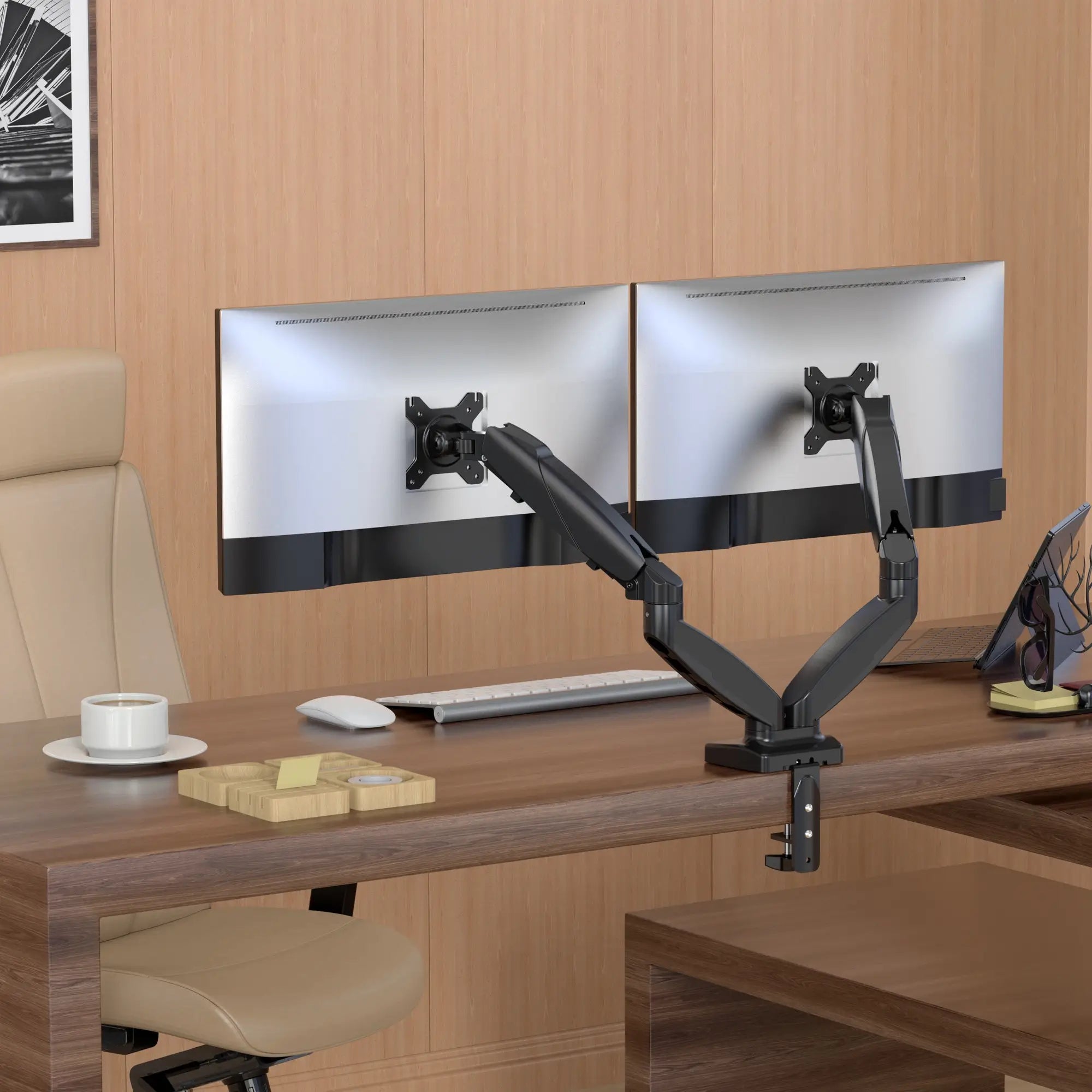 EXVEGA 15-32″ LCD / LED Dual Monitor Arm with Gas Spring VESA Stand EX787 - EXVEGA